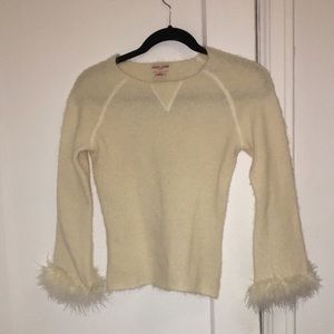 VINTAGE GUESS FEATHER TRIM TOP